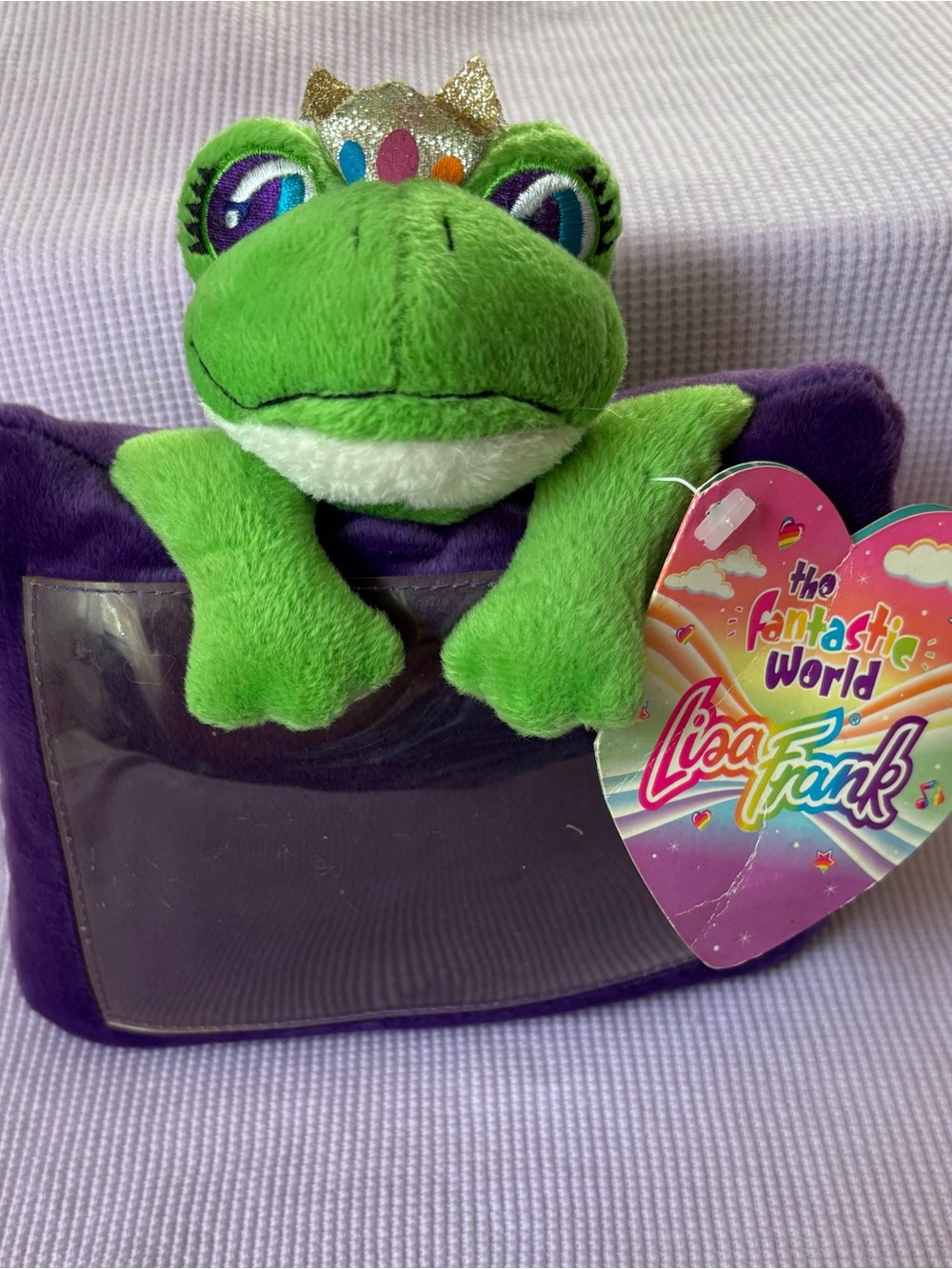 Lisa Frank Picture Frame holder Plush Frog Princess Rare 1990’s